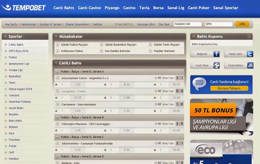 Tempobet Canlı Bahis